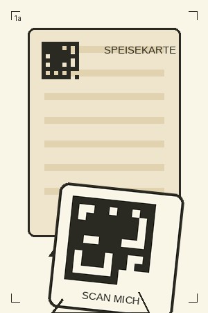 Handskizze: QR-Code-Tischaufsteller